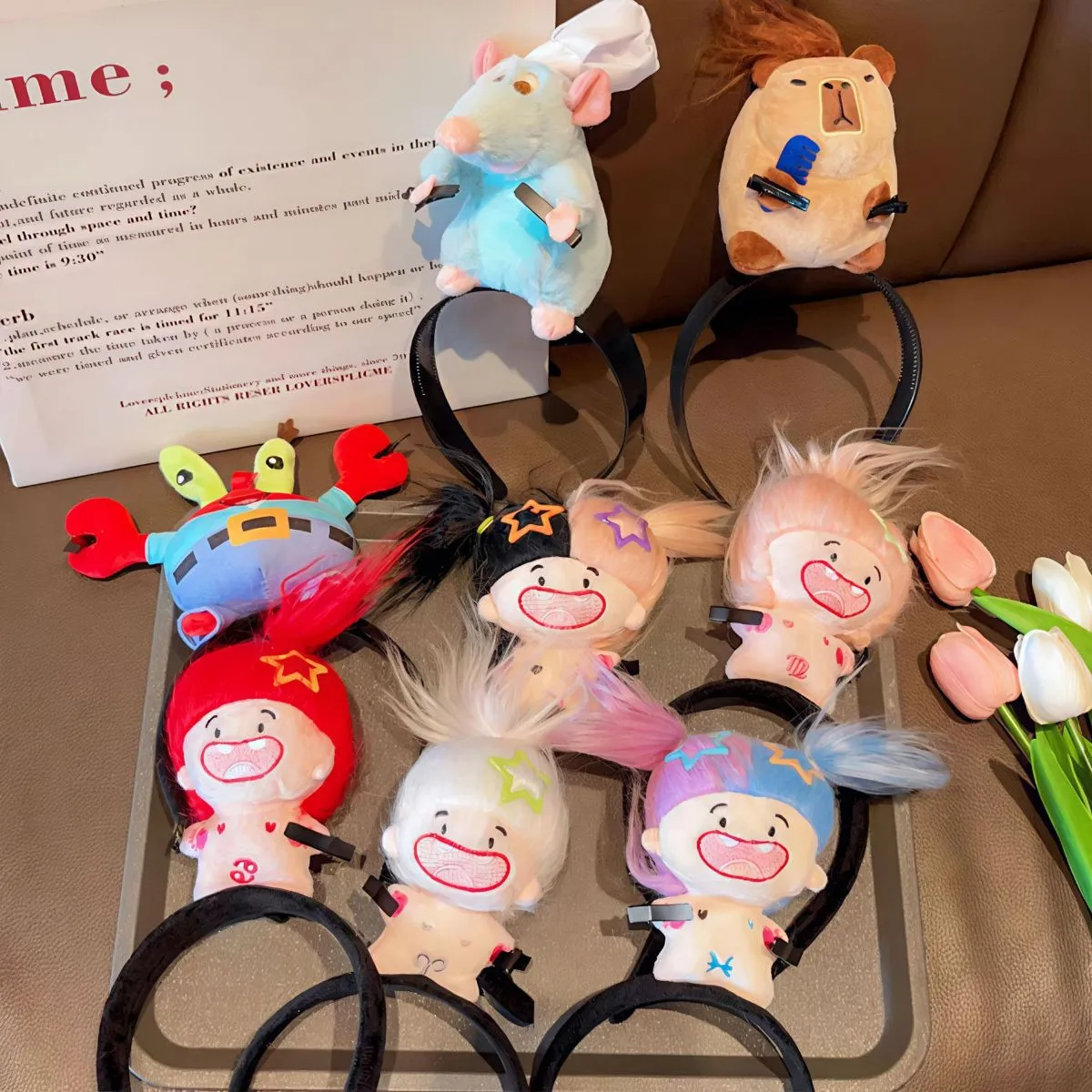 Ratatouille Remy Plush Headband – Funny Cartoon Mouse Hair-Grabbing Headwear, Soft Plush Cosplay Hair Accessory for Disney Party & Daily Use